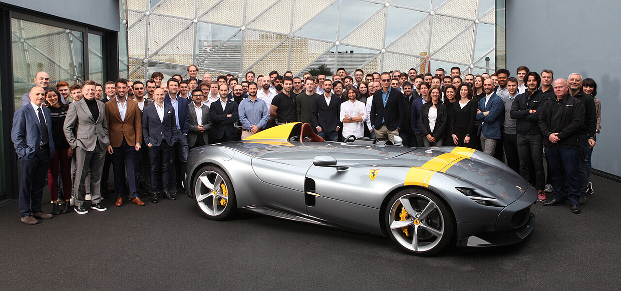 The Ferrari Design Team in front of the Monza SP1