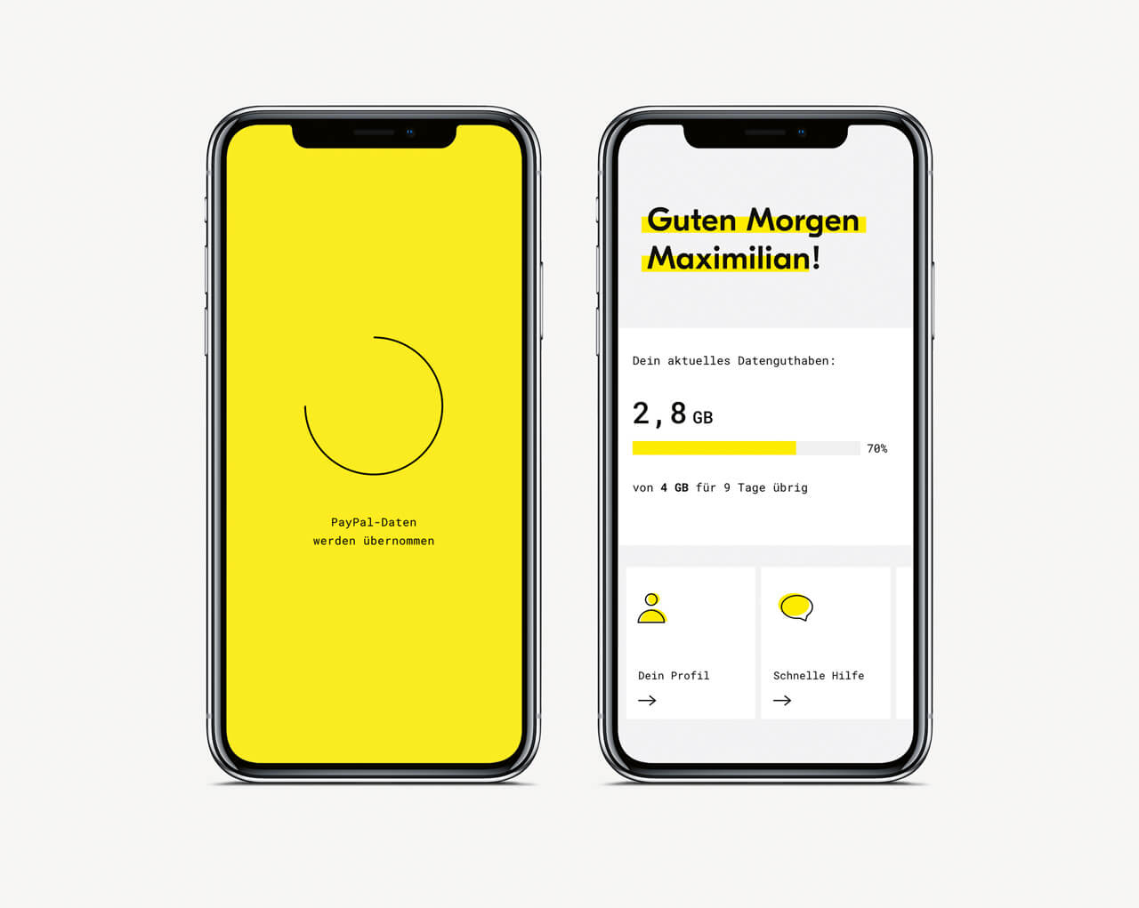 Mock-Up der fraenk-App